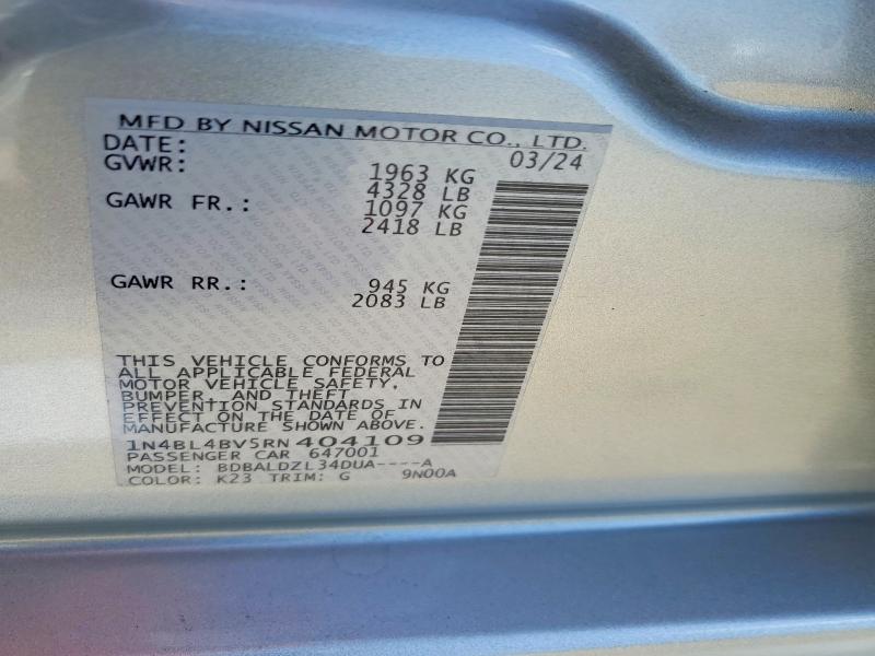 53051116 :رقم المزاد ، 1N4BL4BV5RN404109 vin ، 2024 Nissan Altima مزاد بيع