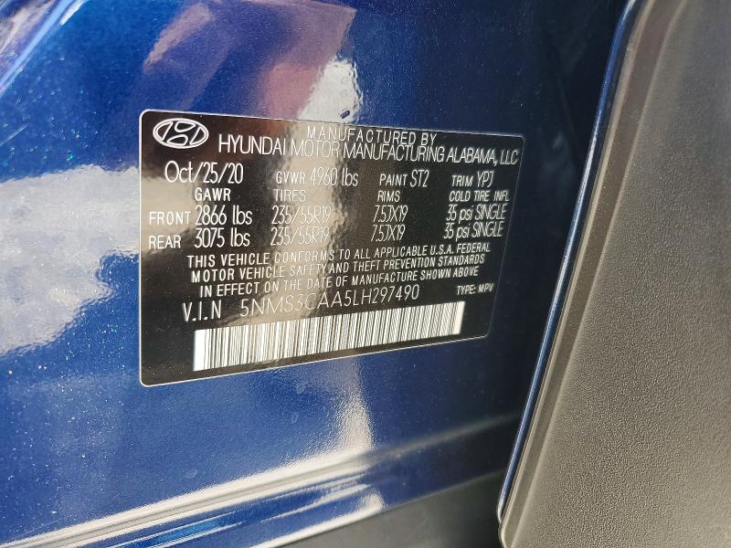 54524416 :رقم المزاد ، 5NMS3CAA5LH297490 vin ، 2020 Hyundai Santa Fe مزاد بيع