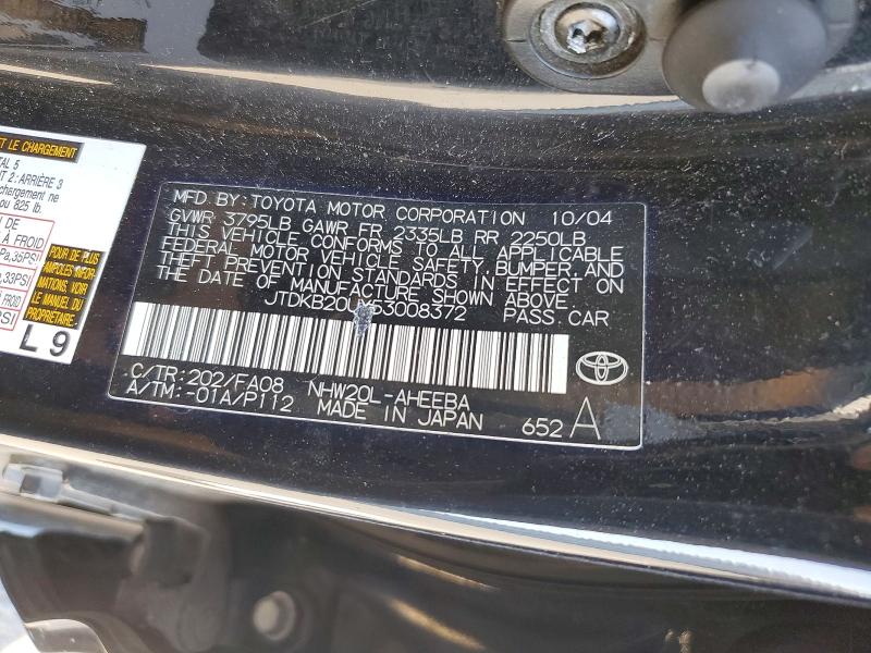 54726906 :رقم المزاد ، JTDKB20UX53008372 vin ، 2005 Toyota Prius مزاد بيع