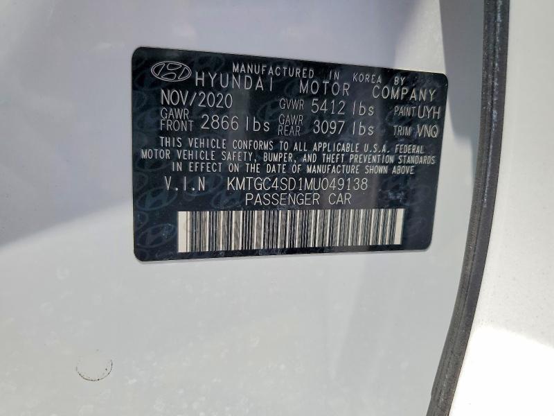 Aukcja sprzedaży 2021 Genesis G80, vin: KMTGC4SD1MU049138, numer aukcji: 54808706