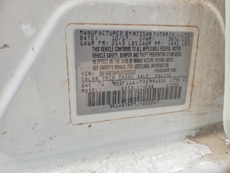 Auction sale of the 2018 Nissan Sentra, vin: 3N1AB7AP9JY222047, lot number: 53040076