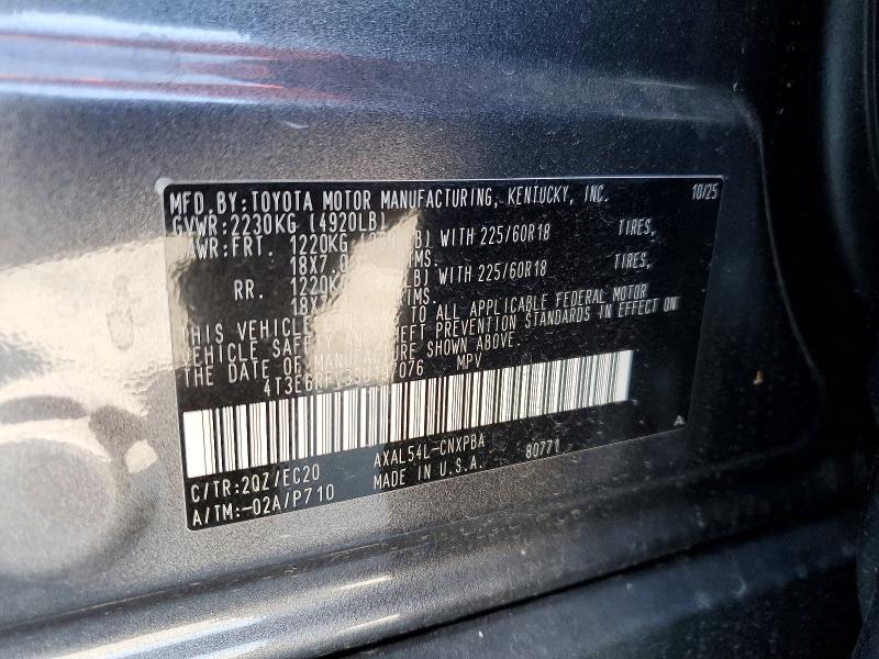 54661576 :رقم المزاد ، 4T3E6RFV3SU197076 vin ، 2025 Toyota Rav4 مزاد بيع