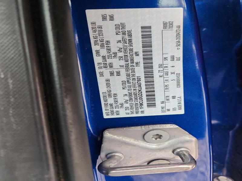 54003456 :رقم المزاد ، 1FMCU0GD2KUA07601 vin ، 2019 Ford Escape مزاد بيع