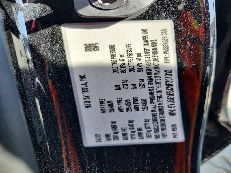 Aukcja sprzedaży 2022 Tesla Model 3, vin: 5YJ3E1EBXNF301012, numer aukcji: 54452936