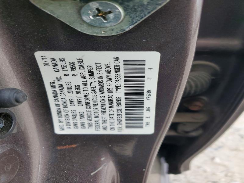 Aukcja sprzedaży 2014 Honda Civic, vin: 2HGFB2F5XEH507902, numer aukcji: 54617106