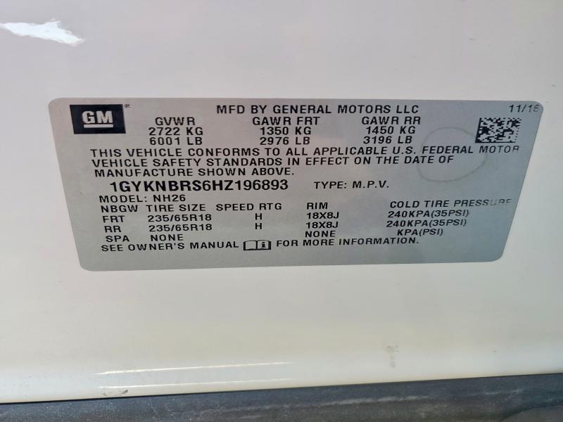 2017 Cadillac Xt5 მანქანა იყიდება აუქციონზე, vin: 1GYKNBRS6HZ196893, აუქციონის ნომერი: 53612096