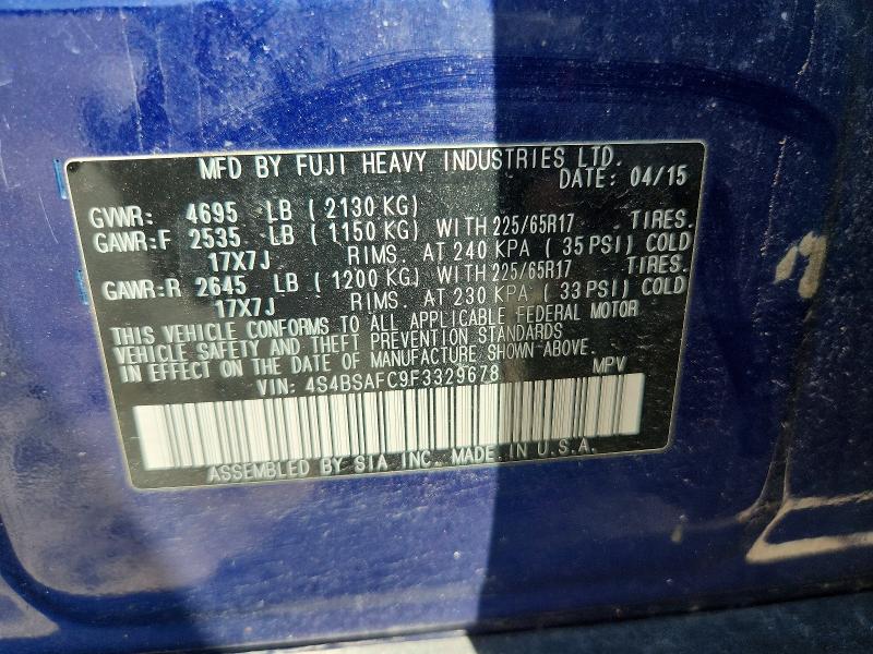 Aukcja sprzedaży 2015 Subaru Outback, vin: 4S4BSAFC9F3329678, numer aukcji: 52774136