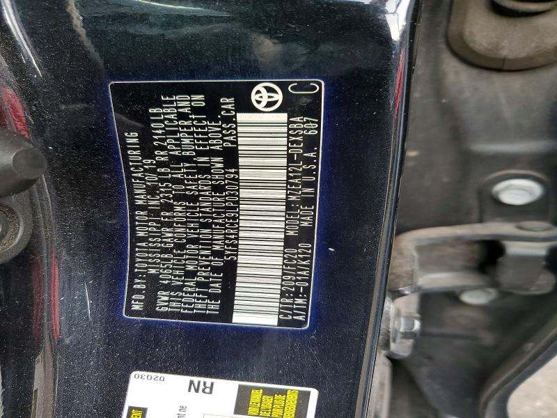 2020 Toyota Corolla მანქანა იყიდება აუქციონზე, vin: 5YFS4RCE9LP030794, აუქციონის ნომერი: 53452936