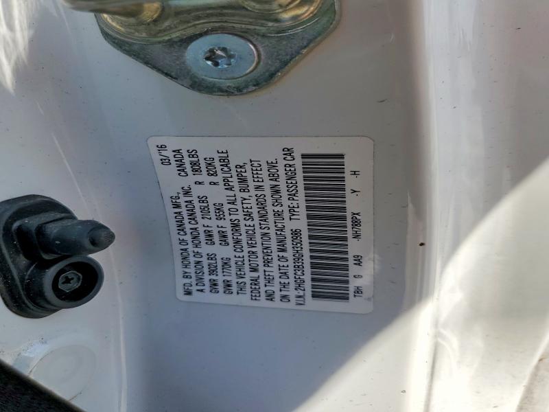 Продажа на аукционе авто 2016 Honda Civic, vin: 2HGFC3B39GH350986, номер лота: 55315826