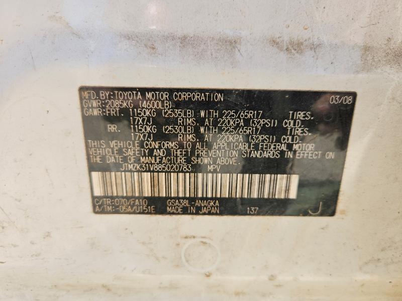 Продаж на аукціоні авто 2008 Toyota Rav4, vin: JTMZK31V885020783, номер лоту: 53727306