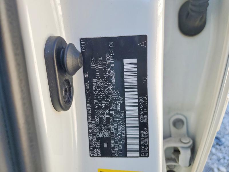52867426 :رقم المزاد ، 5TDDK3EH0CS101861 vin ، 2012 Toyota Highlander مزاد بيع