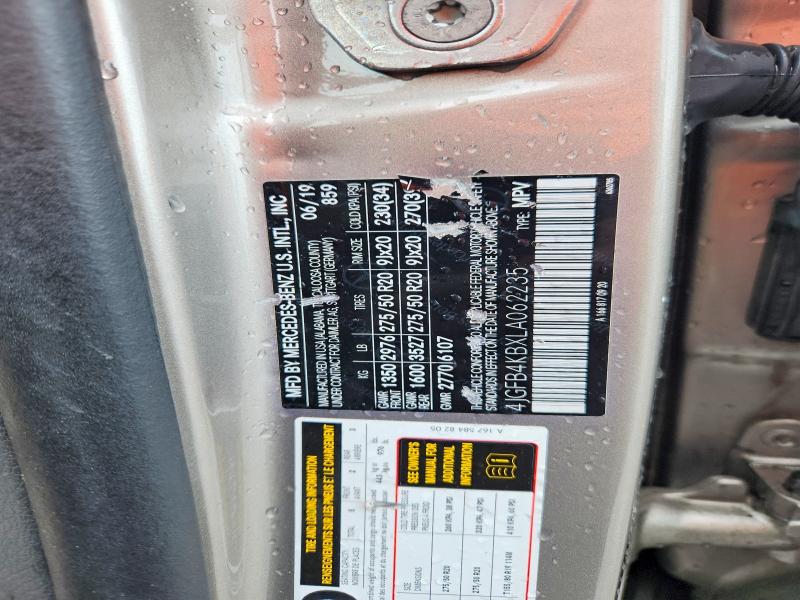 55016236 :رقم المزاد ، 4JGFB4KBXLA062235 vin ، 2020 Mercedes-benz Gle مزاد بيع