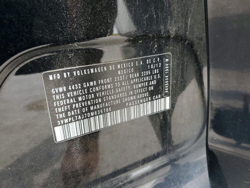 51948096 :رقم المزاد ، 3VWPL7AJ7DM635786 vin ، 2013 Volkswagen Jetta مزاد بيع