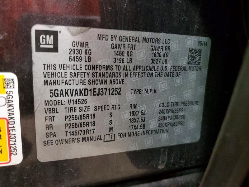 Продажа на аукционе авто 2014 Buick Enclave, vin: 5GAKVAKD1EJ371252, номер лота: 52745176