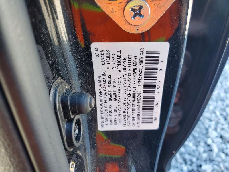 Aukcja sprzedaży 2015 Honda Civic, vin: 2HGFB2F51FH506980, numer aukcji: 54892716