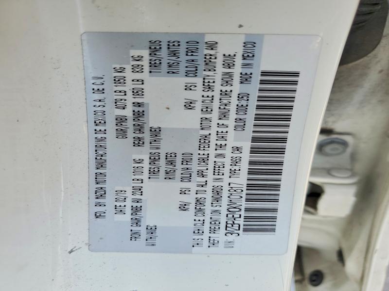 Продаж на аукціоні авто 2019 Mazda 3, vin: 3MZBPAEM0KM101817, номер лоту: 55017916