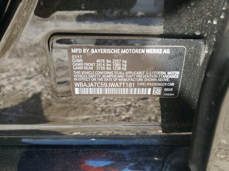 Aukcja sprzedaży 2018 Bmw 530, vin: WBAJA7C59JWA71181, numer aukcji: 51940106