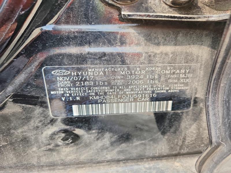 Aukcja sprzedaży 2018 Hyundai Elantra, vin: KMHD84LF0JU591616, numer aukcji: 52299456