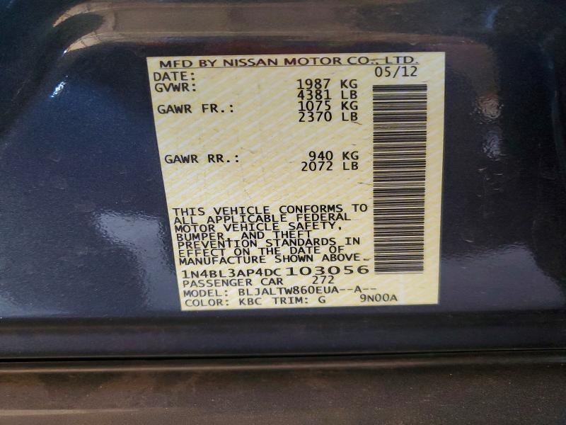 Продажа на аукционе авто 2013 Nissan Altima, vin: 1N4BL3AP4DC103056, номер лота: 54431946
