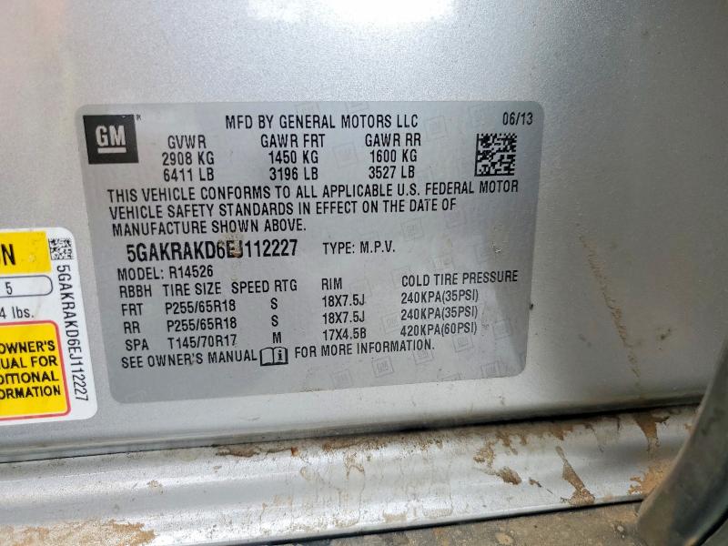 Aukcja sprzedaży 2014 Buick Enclave, vin: 5GAKRAKD6EJ112227, numer aukcji: 52137556
