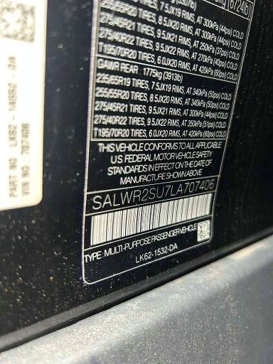 55239176 :رقم المزاد ، SALWR2SU7LA707406 vin ، 2020 Land Rover Range Rover Sport مزاد بيع