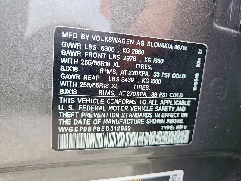 Aukcja sprzedaży 2014 Volkswagen Touareg, vin: WVGEP9BP8ED012652, numer aukcji: 54311456