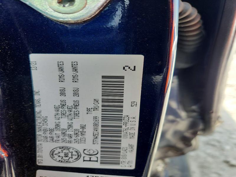 Aukcja sprzedaży 2022 Toyota Tundra, vin: 5TFNA5EC4NX001699, numer aukcji: 54508266