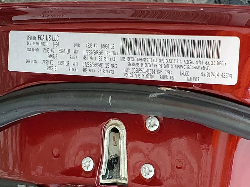 Продаж на аукціоні авто 2020 Ram 2500, vin: 3C6UR5DJ4LG141605, номер лоту: 54202566