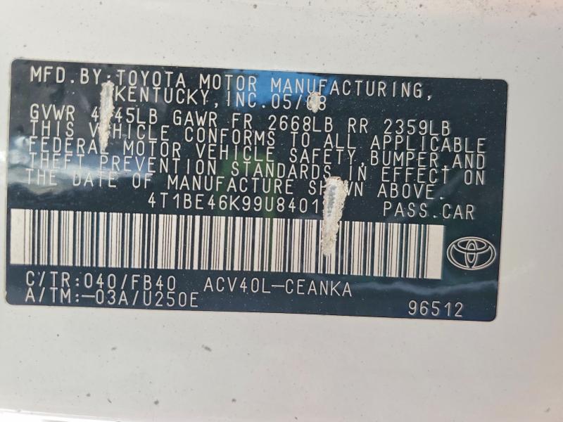 Продаж на аукціоні авто 2009 Toyota Camry, vin: 4T1BE46K99U840127, номер лоту: 52880116