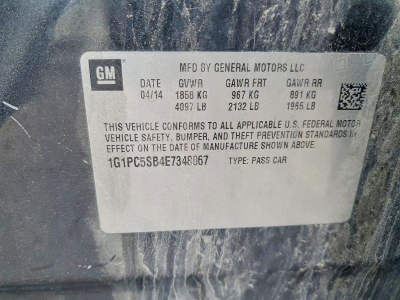 50685586 :رقم المزاد ، 1G1PC5SB4E7348067 vin ، 2014 Chevrolet Cruze مزاد بيع