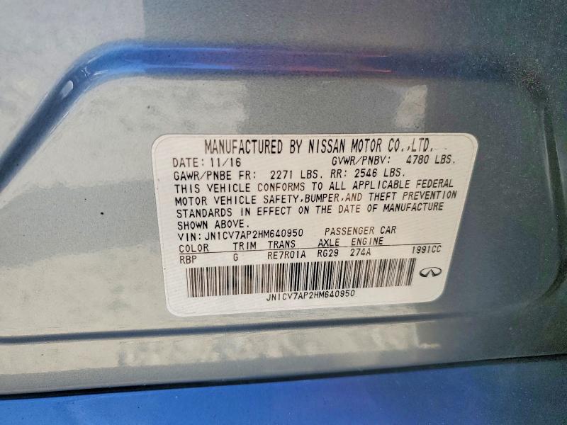 Продажа на аукционе авто 2017 Infiniti Q50, vin: JN1CV7AP2HM640950, номер лота: 52532566
