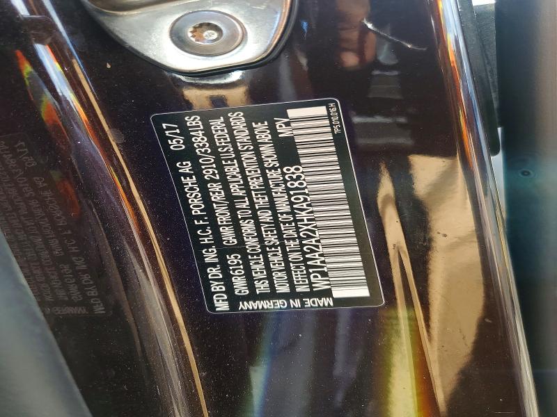 53883676 :رقم المزاد ، WP1AA2A2XHKA91838 vin ، 2017 Porsche Cayenne مزاد بيع