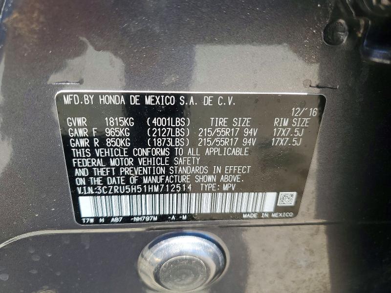 Продажа на аукционе авто 2017 Honda Hr-v, vin: 3CZRU5H51HM712514, номер лота: 46783406