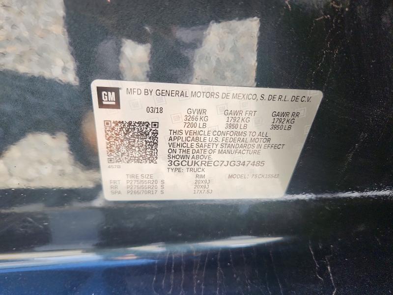Продажа на аукционе авто 2018 Chevrolet Silverado, vin: 3GCUKREC7JG347485, номер лота: 55210836