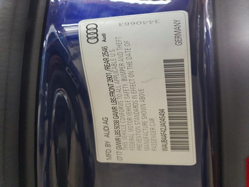 Продаж на аукціоні авто 2018 Audi S4, vin: WAUB4AF42JA045494, номер лоту: 53983626