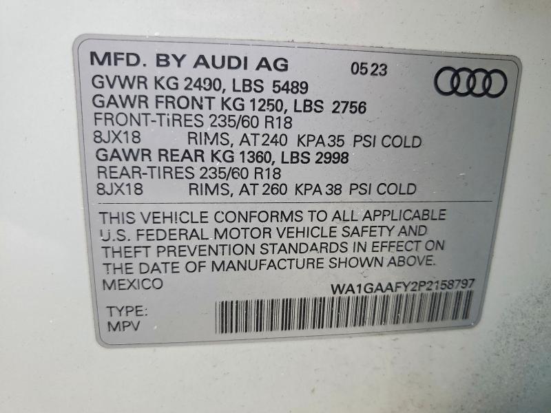 Aukcja sprzedaży 2023 Audi Q5, vin: WA1GAAFY2P2158797, numer aukcji: 53170656