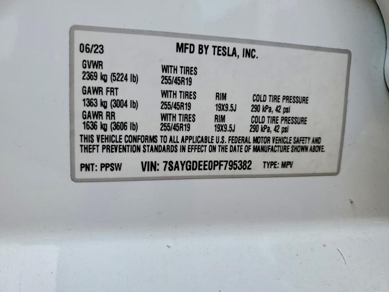 Продаж на аукціоні авто 2023 Tesla Model Y, vin: 7SAYGDEE0PF795382, номер лоту: 52873606