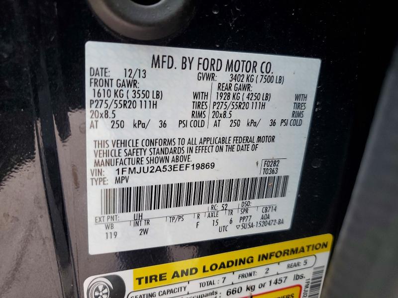2014 Ford Expedition მანქანა იყიდება აუქციონზე, vin: 1FMJU2A53EEF19869, აუქციონის ნომერი: 52151866