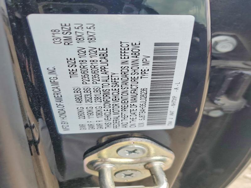 54707366 :رقم المزاد ، 5J8TB4H35JL026236 vin ، 2018 Acura Rdx مزاد بيع