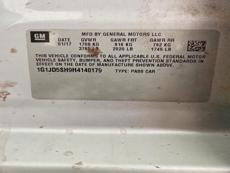 Продаж на аукціоні авто 2017 Chevrolet Sonic, vin: 1G1JD5SH9H4140179, номер лоту: 54554586
