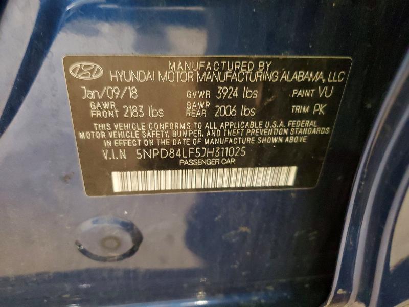 Продаж на аукціоні авто 2018 Hyundai Elantra, vin: 5NPD84LF5JH311025, номер лоту: 52354016