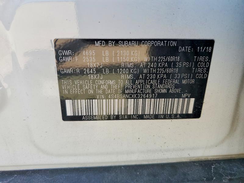 Продажа на аукционе авто 2019 Subaru Outback, vin: 4S4BSANCXK3264917, номер лота: 52463846