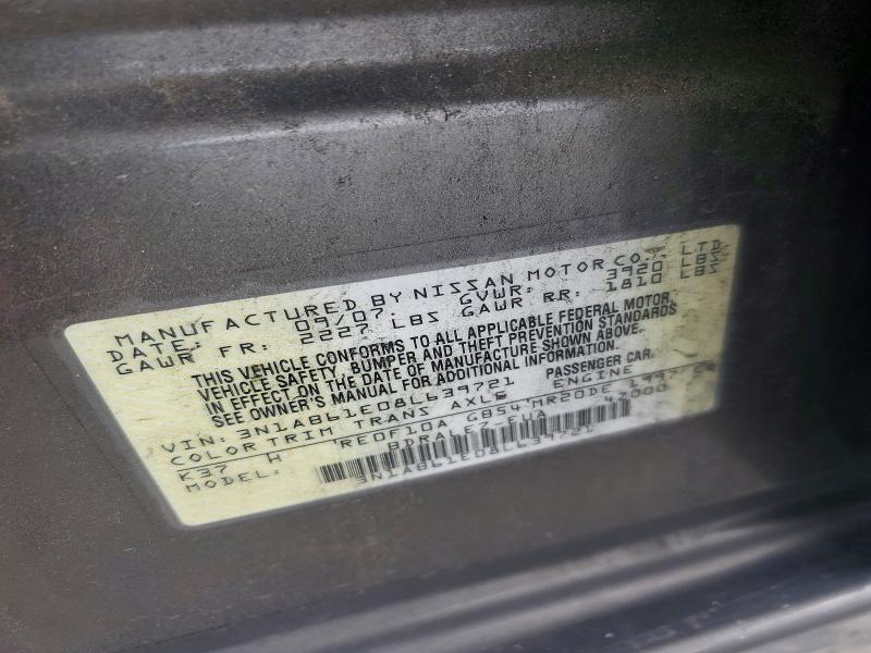Aukcja sprzedaży 2008 Nissan Sentra, vin: 3N1AB61E08L639721, numer aukcji: 54243086