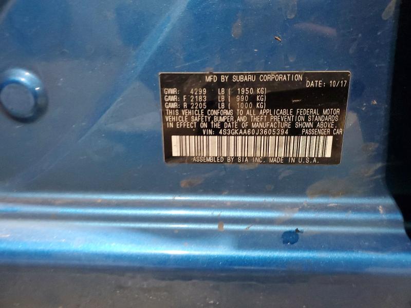 52887046 :رقم المزاد ، 4S3GKAA60J3605394 vin ، 2018 Subaru Impreza مزاد بيع