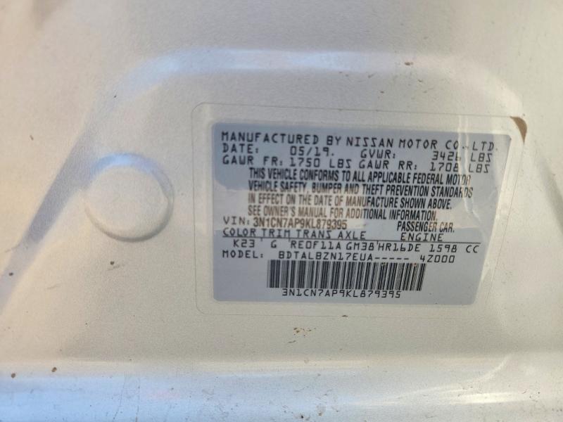 Продажа на аукционе авто 2019 Nissan Versa, vin: 3N1CN7AP9KL879395, номер лота: 53264556