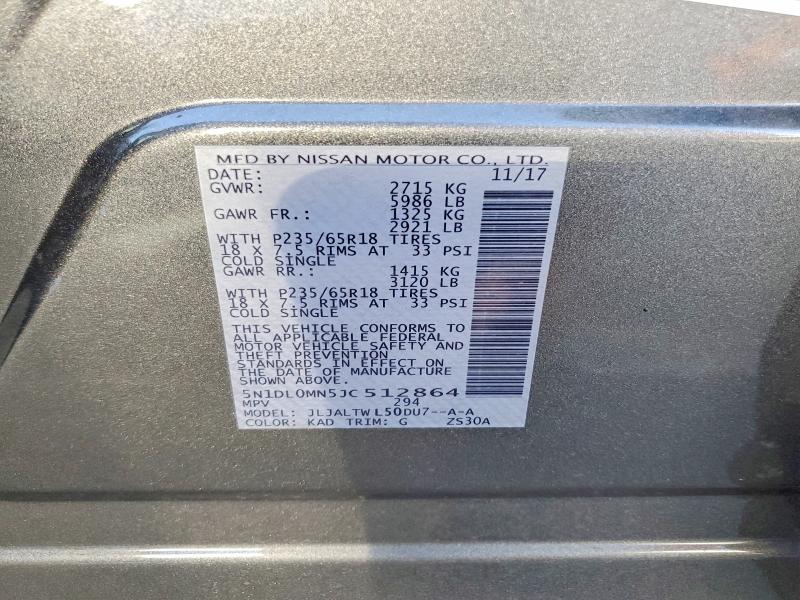 54461016 :رقم المزاد ، 5N1DL0MN5JC512864 vin ، 2018 Infiniti Qx60 مزاد بيع