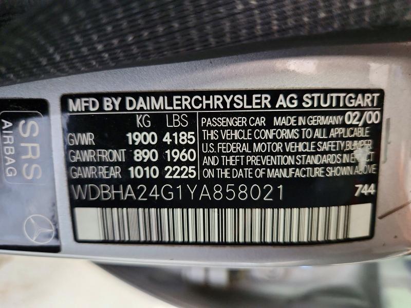 Продажа на аукционе авто 2000 Mercedes-benz C, vin: WDBHA24G1YA858021, номер лота: 55115156