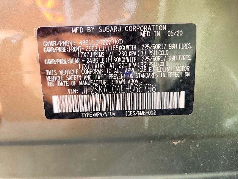 Aukcja sprzedaży 2020 Subaru Forester, vin: JF2SKAJC4LH566798, numer aukcji: 53220156