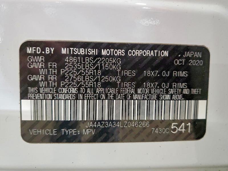 Aukcja sprzedaży 2020 Mitsubishi Outlander, vin: JA4AZ3A34LZ046266, numer aukcji: 54668456