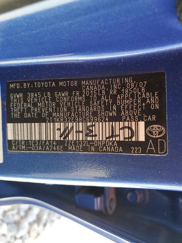 Aukcja sprzedaży 2008 Toyota Corolla Matrix, vin: 2T1KR32E98C699624, numer aukcji: 54452356